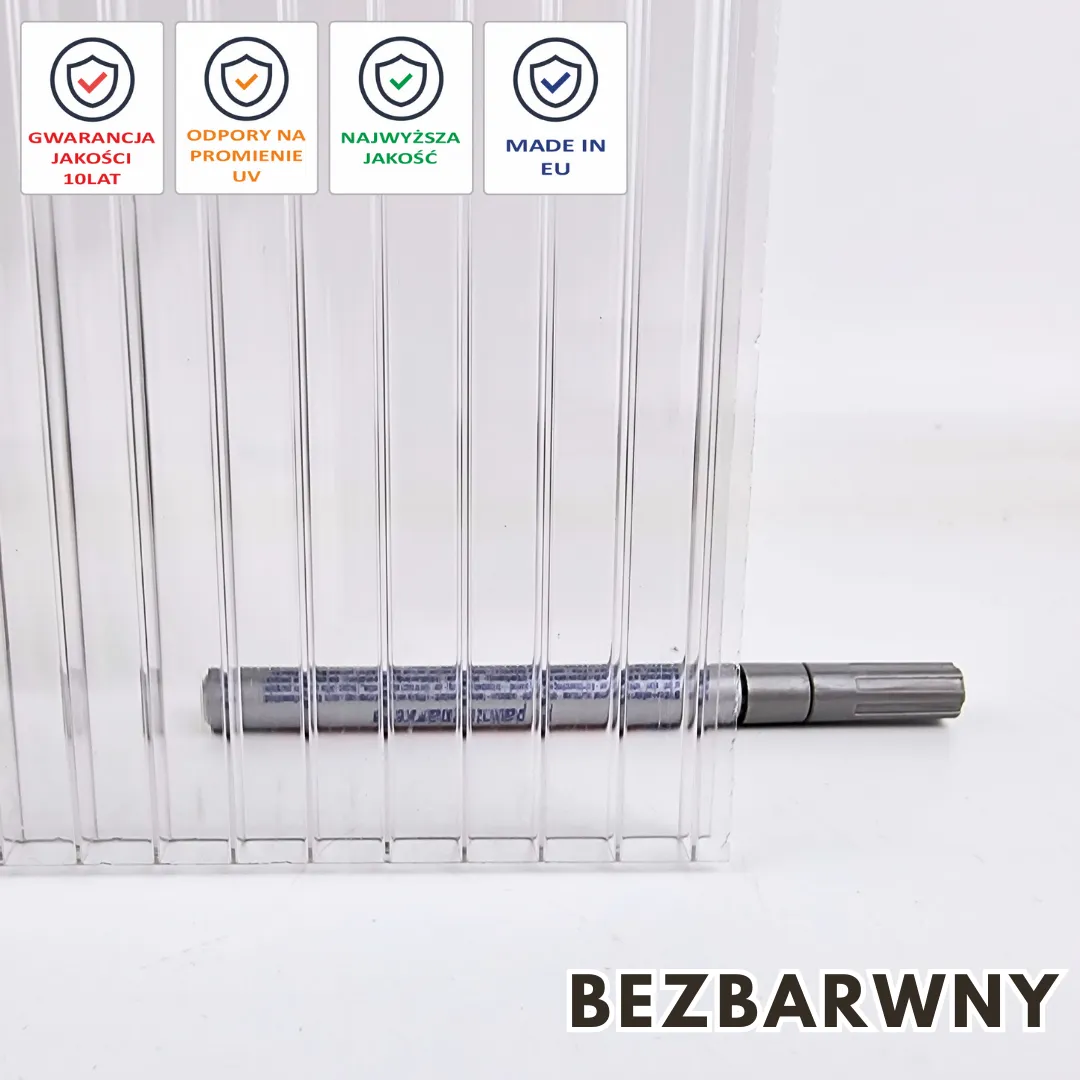 Poliwęglan komorowy 10 mm bezbarwny – płyta cięta na wymiar